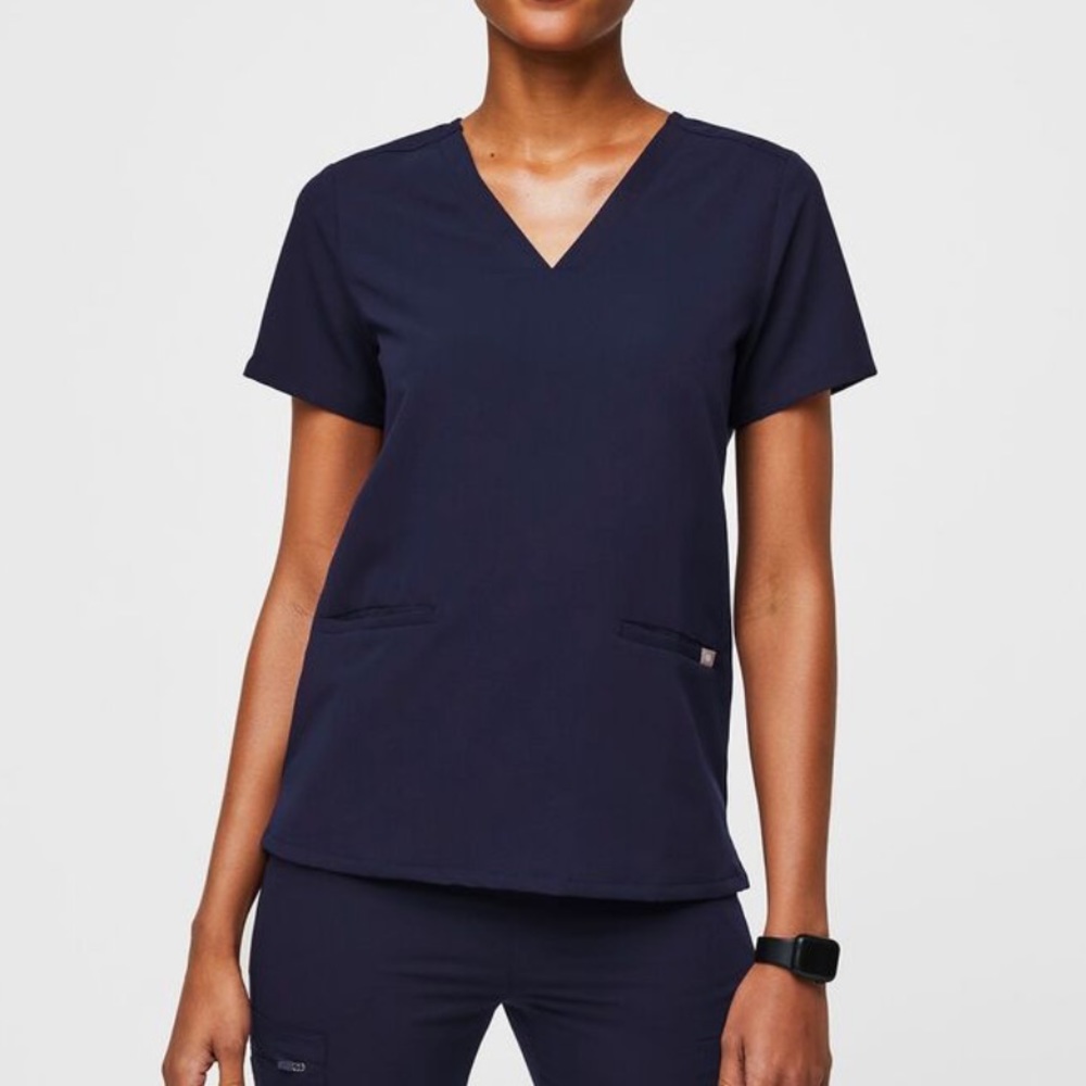 Figs Casma Navy Blue Top XS